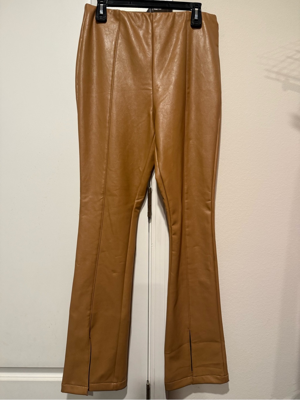 NWT AFRM faux Leather Flared Pants - Camel size Large